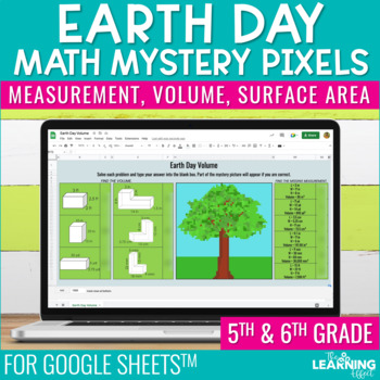 Preview of Earth Day Math Activities Digital Pixel Art | Measurement Volume Surface Area