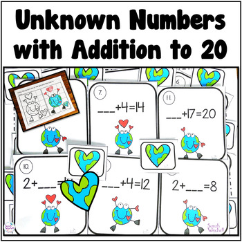 Preview of Earth Day Math Activities Game Centers and Worksheets 1st Grade Unknown Numbers
