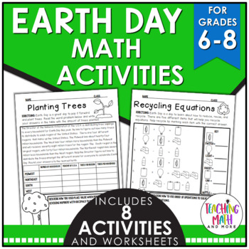 Preview of Earth Day Math Activities Middle School