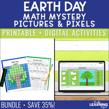 Preview of Earth Day Math Activities Mystery Picture & Pixel Art BUNDLE | Measurement