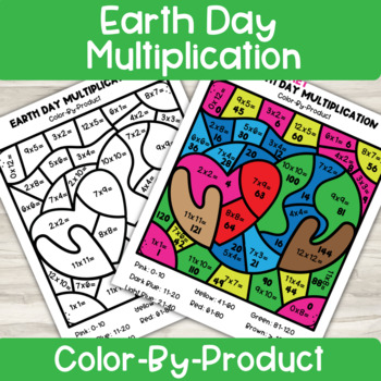 Preview of Earth Day Math Activity | 3rd & 4th Grade | Multiplication Color by Number