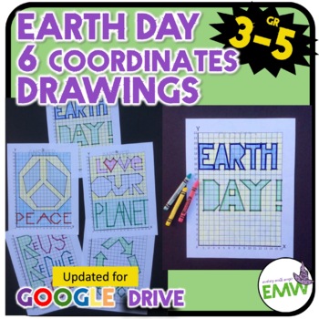 Preview of Earth Day Math Activity Coordinate Drawing Task Cards Print or Google Powerpoint