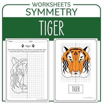 Preview of Earth Day Math Activity Endangered Animals Tiger Symmetry Math Center