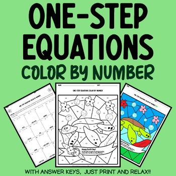 Preview of Earth Day Math Activity: One-step Equations Spring Math Coloring Sheets