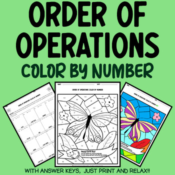 Preview of Earth Day Math Activity: Order of Operations Spring Math Coloring Sheets