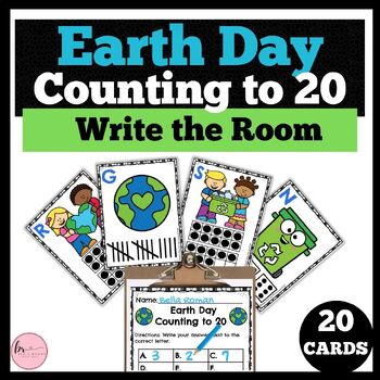 Preview of Earth Day Math Activity Write the Room Counting to 20 - Count the Room