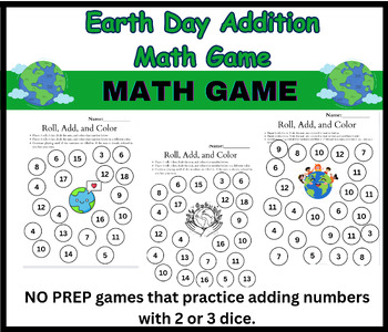 Preview of Earth Day Math Addition Game