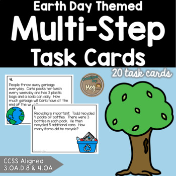 Preview of Earth Day Math- April: Multi-Step Word Problems for Third & Fourth Grade