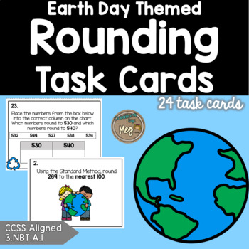 Preview of Earth Day Math - April: Rounding to the Nearest 10s & 100s Scoot {3.NBT.A.1}