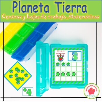 Preview of Earth Day Math Centers and worksheets in Spanish Dia de la Tierra