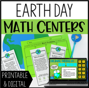 Preview of Earth Day Math Centers with Digital Earth Day Activities