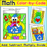 Earth Day Color by Number Math Coloring Pages - Add, Subtr
