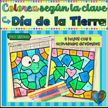 Preview of Earth Day Math Color by Number Dia de la Tierra Color by Number 