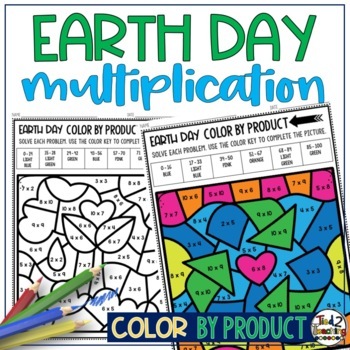 Preview of Earth Day Math Coloring Page Multiplication Facts Color by Number