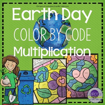 Preview of Earth Day Math Coloring Sheets Multiplication - Color by Number