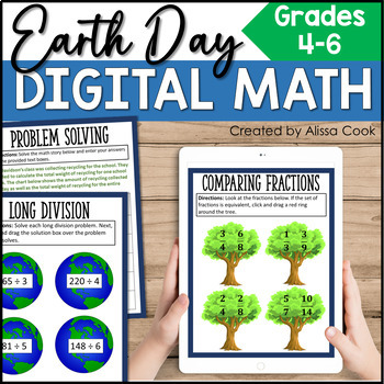 Preview of Earth Day Math Digital Activities | Google Slides | 4th 5th 6th Grade