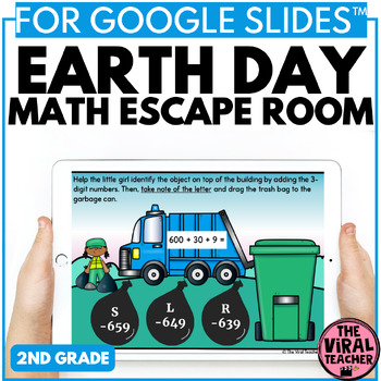 Preview of Earth Day Activities Math Escape Room Game using Google Slides™ for 2nd Grade