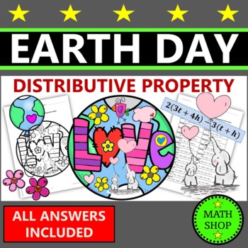 Preview of Earth Day Math Distributive Property 7th Grade Math