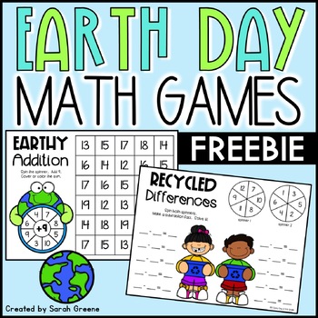 Preview of Earth Day Math Games Freebie