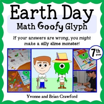 Preview of Earth Day Math Goofy Glyph 7th grade | Math Enrichment | Math Fun