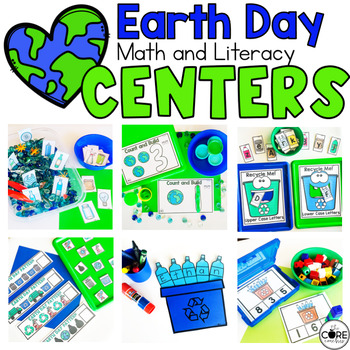 Preview of Earth Day Math & Literacy Centers Preschool - PreK Earth Day Activities