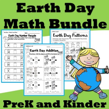 Preview of Earth Day Math Printables MINI Bundle for Prekindergarten and Kindergarten