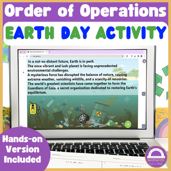 Preview of Earth Day Math Order of Operations Escape Room | Digital and Printable