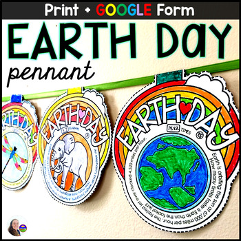 Preview of Earth Day Math Word Problems Pennant Activity - print and digital
