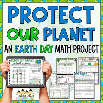 Preview of Earth Day Math Project | Math Activities for Place Value, Fractions, and more!