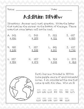 Earth Day Math Review Fun