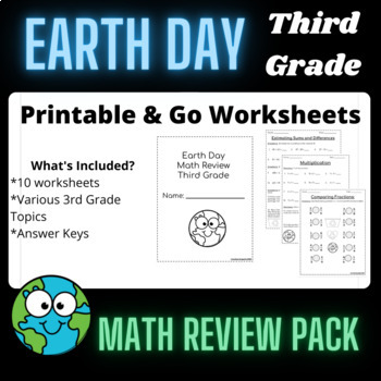 Preview of Earth Day Math Review Pack (Third Grade)