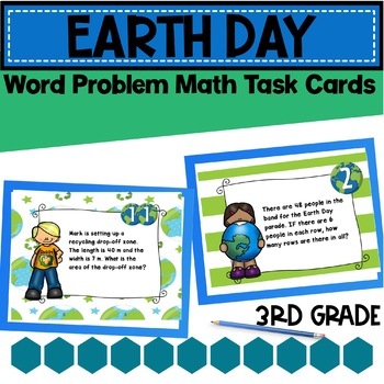 Preview of Earth Day Math Task Cards (3rd grade)