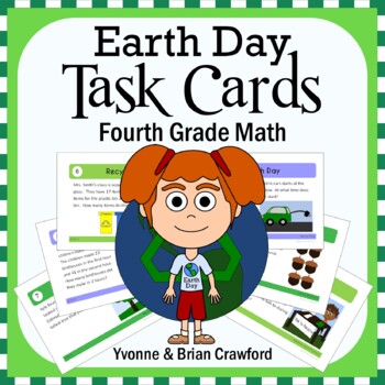 Preview of Earth Day Math Task Cards 4th Grade | Multiplication | Math Fact Fluency 