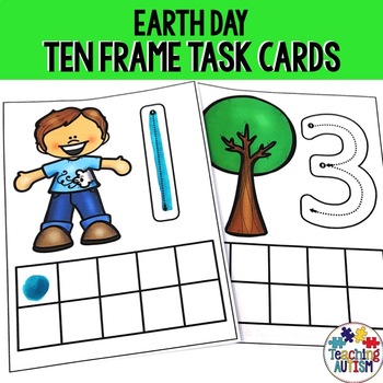 Preview of Earth Day Math Ten Frame Task Cards