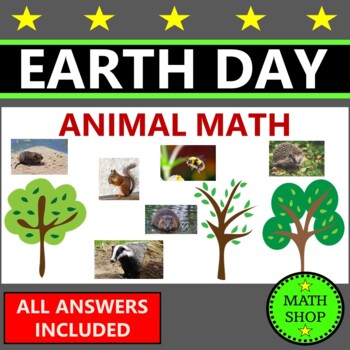 Preview of Earth Day Math Word Problems Animal Themed