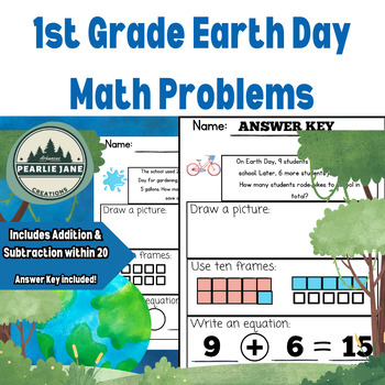 Preview of Earth Day Math Word Problems for 1st Graders