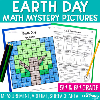 Preview of Earth Day Math Activities Mystery Picture Worksheets | Measurement Volume