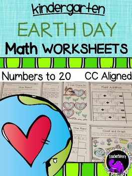 Preview of Earth Day Math Worksheets for Kindergarten
