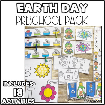 Preview of Earth Day Math and Literacy Activities & Centers for Preschool & Pre-K