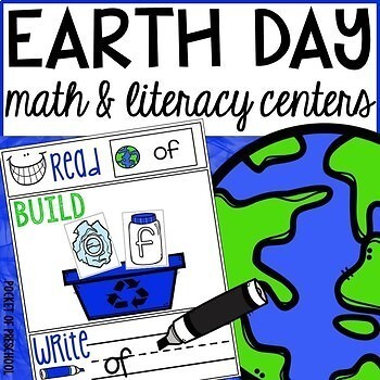 Preview of Earth Day Math and Literacy Centers for Preschool, Pre-K, and Kindergarten
