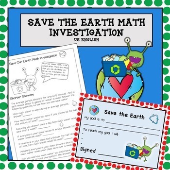 Preview of Earth Day Math Activities, Activity, Worksheets, Lesson, fifth grade NO PREP US