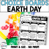 Earth Day Menus - Choice Boards and Activities- 3rd - 5th Grade