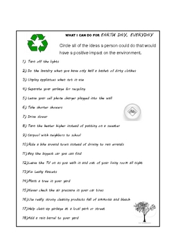 earth day middle school 5 activities reading vocab wordsearch