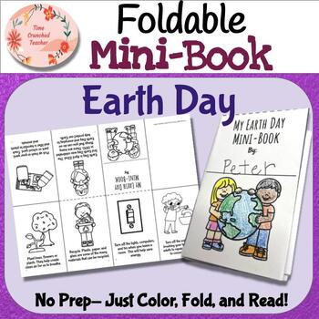 Preview of Earth Day Mini Book NO PREP- Color, Fold, and Read!