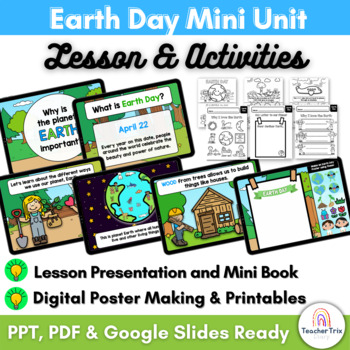 Preview of Earth Day Mini Unit: Lesson, Activities and Mini Book | Digital and Printable