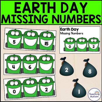 Preview of Earth Day Missing Numbers Math Task Box for Special Education