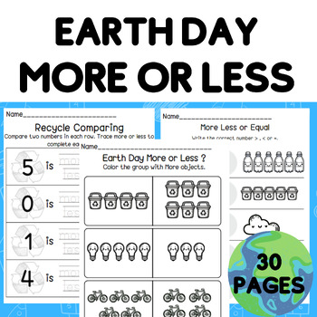 Preview of Earth Day More or Less l  Comparing Numbers l Preschool l Spring