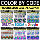 Earth Day Mosaic COLOR BY CODE Progression Clipart BUNDLE