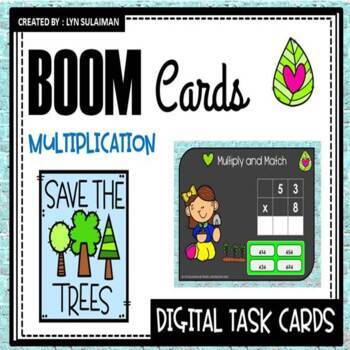 Preview of BOOM Cards™ Earth Day Multiplication | Distance Learning