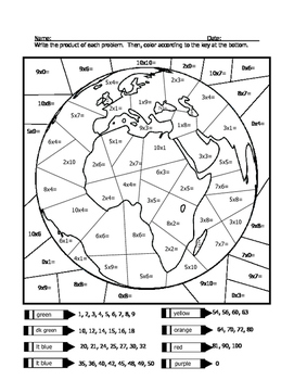 earth day multiplication practice coloring sheet by wisteacher tpt